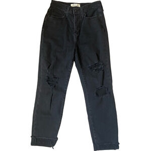 Madewell Black Distressed Mom Jeans